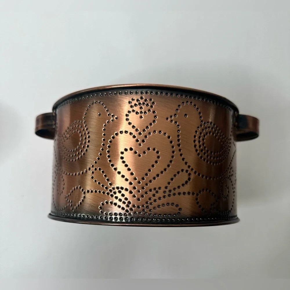 Vintage Punched Copper Casserole Dish 6 1/2